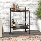 Hudson&Canal - Chariot de bar Barnes 23,5" de largeur - Brun aulne-Le cadre en acier est fini en bronze noirci