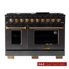 Kucht - 48 po Série KEG style professionnel au gaz - Gemstone-Cette cuisinière de catégorie professionnelle comprend deux brûleurs doubles de 20 000 BTU avec fonction mijotage, deux brûleurs de 12 000 BTU, deux brûleurs de 9 000 BTU et deux brûleurs de 6 000 BTU