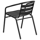 Table carrée de 31,5 po en verre/métal et 4 chaises empilables noires en aluminium avec dossier à lattes (TLH-0732SQ-017CBK4-GG)-9
