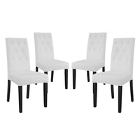 Modway - Confer Vinyle Fauteuil d’appoint de salle à manger Ensemble de 4 - Blanc-Chaise de salle à manger moderne