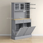 HOMCOM - Armoire de cuisine avec station de recharge - gris-L'étagère ouverte et l'étagère à l'intérieur de l'armoire sont réglables sur 3 niveaux 