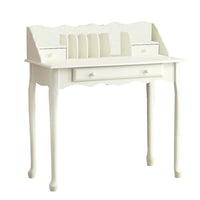 Monarch Specialties - 3103 Bureau 36 po- Blanc Antique Traditionnel-Bureau secrétariat traditionnel, d'inspiration française, de 36 pouces de long, en bois blanc antique chaleureux, avec rangement fermé pour un espace de travail fonctionnel.