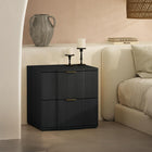 Manhattan Comfort - Table de nuit Clive 22" style mid-century moderne à 2 tiroirs - Noir et Or-Les tiroirs s’ouvrent sur des coulisses à extension 0,75 avec fermeture en douceur pour un fonctionnement fluide et silencieux