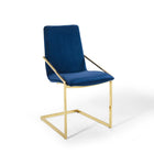 Modway - Pitch Performance Velvet Fauteuil à manger Ensemble de 2 - Marine d’or-Revêtement en velours de performance