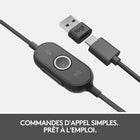 Logitech Zone 750 Casque Filaire On-Ear avec micro anti-bruit avancé-Contrôles simples du casque du bout des doigts dont le volume, le mute, répondre à un appel, terminer ou rejeter un appel ; ainsi que jouer ou mettre la musique en pause