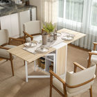 HOMCOM - Table à manger pliante à abattant 67 po avec étagères de rangement pour 4 personnes - chêne-Le plateau de table peut être replié à moitié ou complètement pour répondre à différents besoins