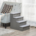 PawHut - Escalier pour animaux de compagnie pour lit haut - 15,7 po L x 23,2 po l x 21,3 po H - gris-Marches de 5,6 po (14,3 cm) de hauteur et 6,7 po (17 cm) de largeur, vos animaux peuvent les monter sans problème 