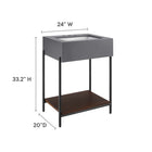 Modway - Etch 24" Meuble de salle de bain avec lavabo - Noir Blanc-Étagère ouverte en bois d’acacia