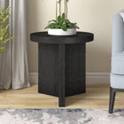 Hudson&Canal - Table d'appoint ron Holm 22" L - Grain noir-Finition en grain noir aspect bois