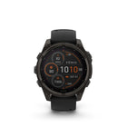 Garmin - fēnix 8 – 47 mm, saphir solaire, titane DLC gris carbone avec bracelet en silicone noir/gris galet-8