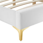 Modway - Sutton Performance Velvet Cadre de lit King, Blanc-Pieds en métal doré avec des capuchons sans marque