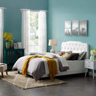 Modway - Amelia Tissu rembourré Lit plein, Blanc-Sommier requis (non inclus)