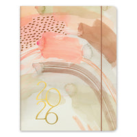 Orange Circle Studio - 2026 Agenda mensuel Just Right - 9,75 po x 7,50 po - Sable du Crépuscule - Bilingue-Doté d’une bande élastique pour la fermeture et d’une pochette de rangement intérieure