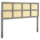 Modway - Luana Canne Tête de lit Queen, Gris-Tête de lit en bois reine