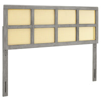 Modway - Luana Canne Tête de lit Queen, Gris-Tête de lit en bois reine