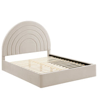 Modway - Solana Arqué Performance Velvet Lit plateforme Queen, Amande-Sellerie en velours Performance résistante aux taches