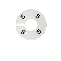 Eddie's - Les séparateurs de tailles - S - Blanc/Noir - paquet de 100-Plastique blanc avec du texte en noir