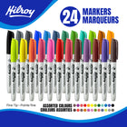 Hilroy - Marqueurs permanents, marqueur permanent, faible odeur, pointe fine, couleurs assorties, Lot de 24-Haute qualité :Encre vive et durable à séchage rapide, imperméable, résistante aux bavures et à la décoloration. La pointe durable conserve sa forme et résiste à l'usure, garantissant des performances constantes dans le temps