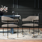 Manhattan Comfort - Lia fauteuil de salle à manger moderne 24,8 po en chenille avec accoudoirs - Pierre-Monture en métal de haute qualité avec embouts dorés brossés pour la mode et la durabilité