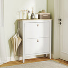 HOMCOM - Armoire à chaussures avec 2 tiroirs rabattables au design étroit - blanc-Hauteur inférieure de 5,1 po (13 cm) pour un nettoyage facile 