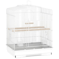 PawHut - Cage à oiseaux petite 23 po H avec poignée - blanc-Enclos pour oiseaux avec suffisamment d'espace pour les petits oiseaux tels que les pinsons et les perruches 