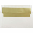 JAM Paper - Enveloppes d'invitation doublées de feuille d'aluminium - 3 7/8 x 8 1/8 - blanches avec feuille d'or - Paquet de 50- Doté d'une finition en papier lisse et d'une doublure en aluminium brillant pour ajouter une touche de couleur à tout envoi