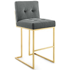 Modway - Privy Acier inoxydable doré Performance Velvet Tabouret de bar - Charbon de bois doré-Tabouret de bar Glam Deco