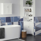 Kleankin - Armoire de salle de bain d’angle avec doubles portes et étagères réglables - blanc-Le design d’angle permet de tirer pleinement parti de chaque espace de votre maison 