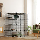 PawHut - Cage pour chat d’intérieur 4 niveaux DIY pour 1 à 3 chats avec portes et hamac-Centre d’activités de 12 pi² (1,1 m²) offrant un espace généreux pour jouer et se reposer 
