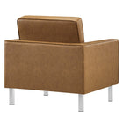 Modway - Loft Touffe Cuir végane Fauteuil et ensemble ottoman - Silver Tan-Capacité de poids : 330 lb
