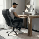 Flash Furniture-Fauteuil de bureau de luxe pivotant Big & Tall série Hercules, capacité de 500 lb, cuir noir, GO2223BK-Conception de dossier haut avec appui-tête de hauteur réglable à rochet