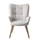Homy Casa - Chaises d'accueil pour bureau - Tissu beige-Design ergonomique avec dossier en aile et soutien lombaire pour plus de confort.