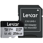 Lexar - SILVER PLUS carte mémoire professionnelle microSDXC - 256Go - Argent-La vitesse d'écriture maximale de 150 Mo/s garantit des vidéos fluides