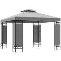 Outsunny - Pavillon à auvent 10 pi l x 10 pi L - pavillon d’extérieur à double toit - gris clair-Le design à double toit améliore la circulation de l'air, gardant l'espace frais