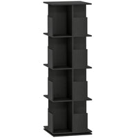 HOMCOM - Tour de Bibliothèque pivotante à 4 niveaux - grain de bois noir-Doté d'une base rotative à 360° pour un accès facile à tous les livres 