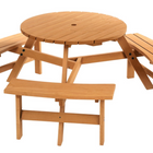 Outsunny - Ensemble table de pique-nique avec bancs et trou pour parasol pour 6 personnes - brun-Chaise de bronzage pliante avec ouverture pour le visage, fentes pour les bras et coussin pour une lecture confortable