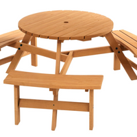Outsunny - Ensemble table de pique-nique avec bancs et trou pour parasol pour 6 personnes - brun-Chaise de bronzage pliante avec ouverture pour le visage, fentes pour les bras et coussin pour une lecture confortable