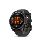 Garmin - Montre connectée GPS multisports fēnix 8 Pro - 47 mm - Titane DLC gris carbone avec bracelet en silicone noir/gris galet-ROBUSTE PAR CONCEPTION - Conçu pour durer, ce design haut de gamme est certifié pour la plongée et dispose de boutons étanches, d'un couvercle de capteur en métal et d'un écran AMOLED lumineux de 1,4 po avec une lentille résistante aux rayures et une lunette en titane - il peut donc aller là où votre téléphone ne peut pas. Il est testé selon les normes militaires américaines pour