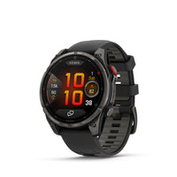 Garmin - Montre connectée GPS multisports fēnix 8 Pro - 47 mm - Titane DLC gris carbone avec bracelet en silicone noir/gris galet-ROBUSTE PAR CONCEPTION - Conçu pour durer, ce design haut de gamme est certifié pour la plongée et dispose de boutons étanches, d'un couvercle de capteur en métal et d'un écran AMOLED lumineux de 1,4 po avec une lentille résistante aux rayures et une lunette en titane - il peut donc aller là où votre téléphone ne peut pas. Il est testé selon les normes militaires américaines pour