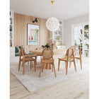 Manhattan Comfort - Ensemble de 4 chaises de salle à manger Versailles 18,5 po dossier rond style industriel chic - Nature-Cannage naturel fin fabriqué à partir de véritable rotin en bois