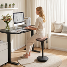 HOMCOM - tabouret pivotant debout sans dossier avec mouvement de bascule - brun-Couleur : Marron