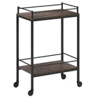 Hudson&Canal - Chariot de bar Barnes 23,5" de largeur - Brun aulne-Un design contemporain moderne pour votre cuisine, votre bureau, votre espace de divertissement et plus encore