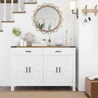 HOMCOM - Buffet 47,2 po L, armoire latérale - blanc-Fabriqué en panneau de particules solide et MDF avec un dessus de 0,8 po (2,1 cm) d'épaisseur pour une solidité accrue 