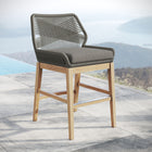 Modway - Wellspring Terrasse extérieure Teck et corde Tabouret de comptoir - Graphite gris-Cadre de siège en aluminium