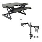 Rocelco - Rehausseur de bureau d'angle réglable assis/debout de 46 po avec support pour double écran - Noir-Aucun assemblage requis pour CADR