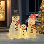 Outsunny - Lot de 3 bonhommes de neige de Noël avec lumières LED - Blanc-Les lumières LED blanc chaud à travers un tissu chatoyant et vibrant créent une lueur captivante  