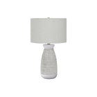 Monarch Specialties - Luminaire - 27 po H Lampe De Table - Céramique Gris - Abat-Jour Gris - Contemporain-En combinant un blanc lisse avec une finition grise texturée sur la base en forme de vase de cette lampe de table en céramique de 27 pouces de haut, surmontée d'un abat-jour tambour en lin beige et finie par un fleuron doré, ajoute un style contemporain frais à une pièce