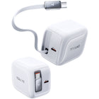 Torras - Chargeur rapide rétractable YOGA 67 W - Blanc-Design compact avec prise pliable, idéal en déplacement