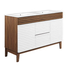 Modway - Render 48" Meuble de salle de bain à double lavabo - Blanc Noyer Blanc-Matchs non inclus