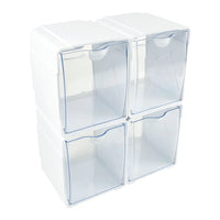 Deflecto - Organisateur de rangement emboîtable basculant  - blanc - paquet de 4-Parfait pour organiser et regrouper de petites fournitures